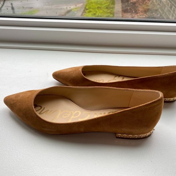 Sam Edelman Suede Flats with Gold Studs - Tan Size 6.5 - Picture 2 of 9